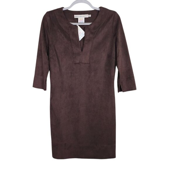 Gretchen Scott Designs Dresses & Skirts - NWT GRETCHEN SCOTT Split Neck Tunic Dress size XXS 0 2 CHOCOLATE BROWN V-Neck